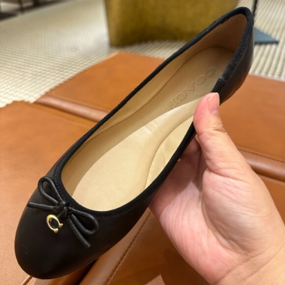 NIB! Coach CS066 Abigail Leather Flat Ballet Women's Shoes In Black SZ 5.5 to7.5 - Picture 6 of 9